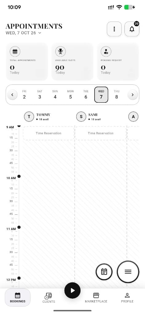 Reserveo appointments calendar